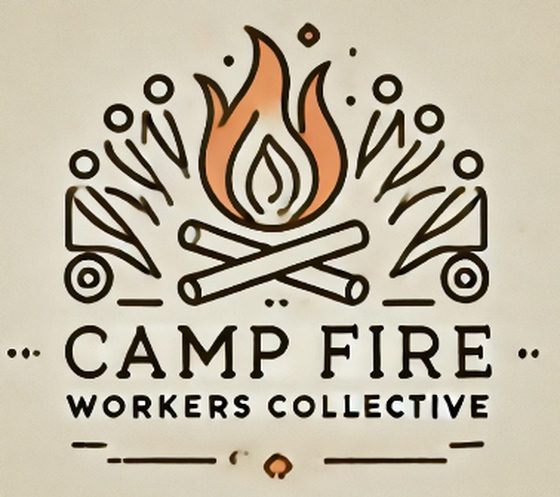 L'emblème du collectif : un feu de camp entre deux personnes